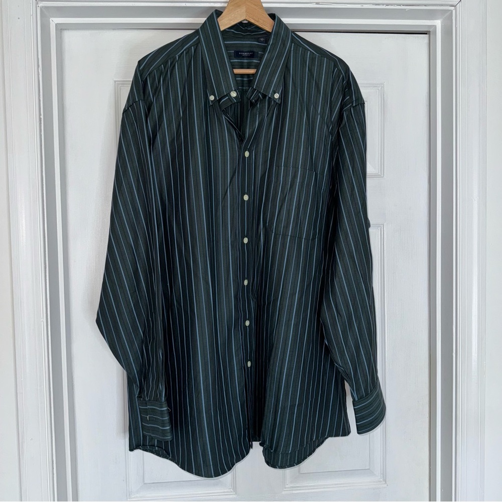 Burberry Button Down Shirt Stripe XL Blue Teal
